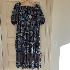 ULLA JOHNSON Nora floral cotton midi dress size 8